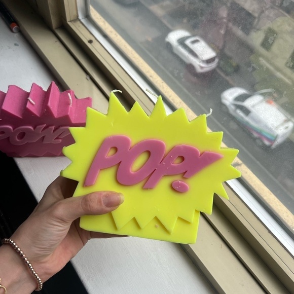 Pink and Yellow Pop Art Candles - Picture 2 of 5